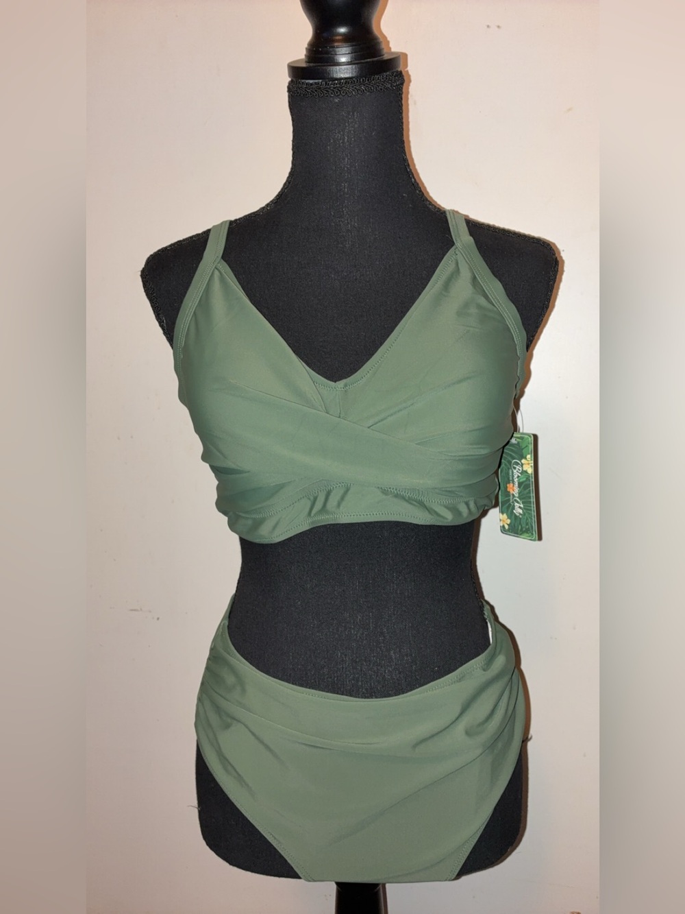 Olive Green Wrap-Front Bikini